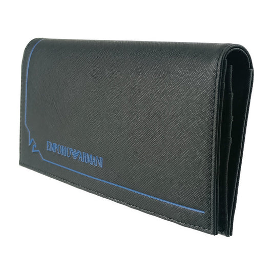 EMPORIO ARMANI エンポリオ アルマーニ 長財布 PORTA YEN WALLET Y4R170 Y731E ブラック ブルー リサイクルファイバー メンズ 二つ折り財布 新品未使用展示品