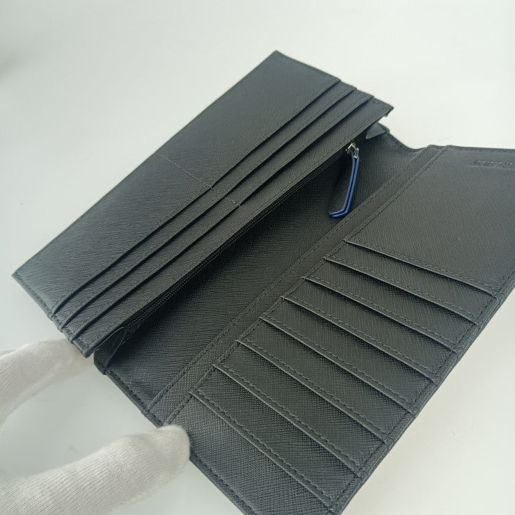 EMPORIO ARMANI エンポリオ アルマーニ 長財布 PORTA YEN WALLET Y4R170 Y731E ブラック ブルー リサイクルファイバー メンズ 二つ折り財布 新品未使用展示品