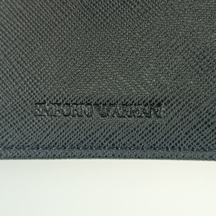 EMPORIO ARMANI エンポリオ アルマーニ 長財布 PORTA YEN WALLET Y4R170 Y731E ブラック ブルー リサイクルファイバー メンズ 二つ折り財布 新品未使用展示品