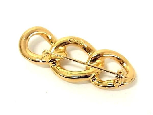 Christian Dior クリスチャンディオール ブローチ ピンブローチ - ゴールド メタル ラインストーン レディース 美品