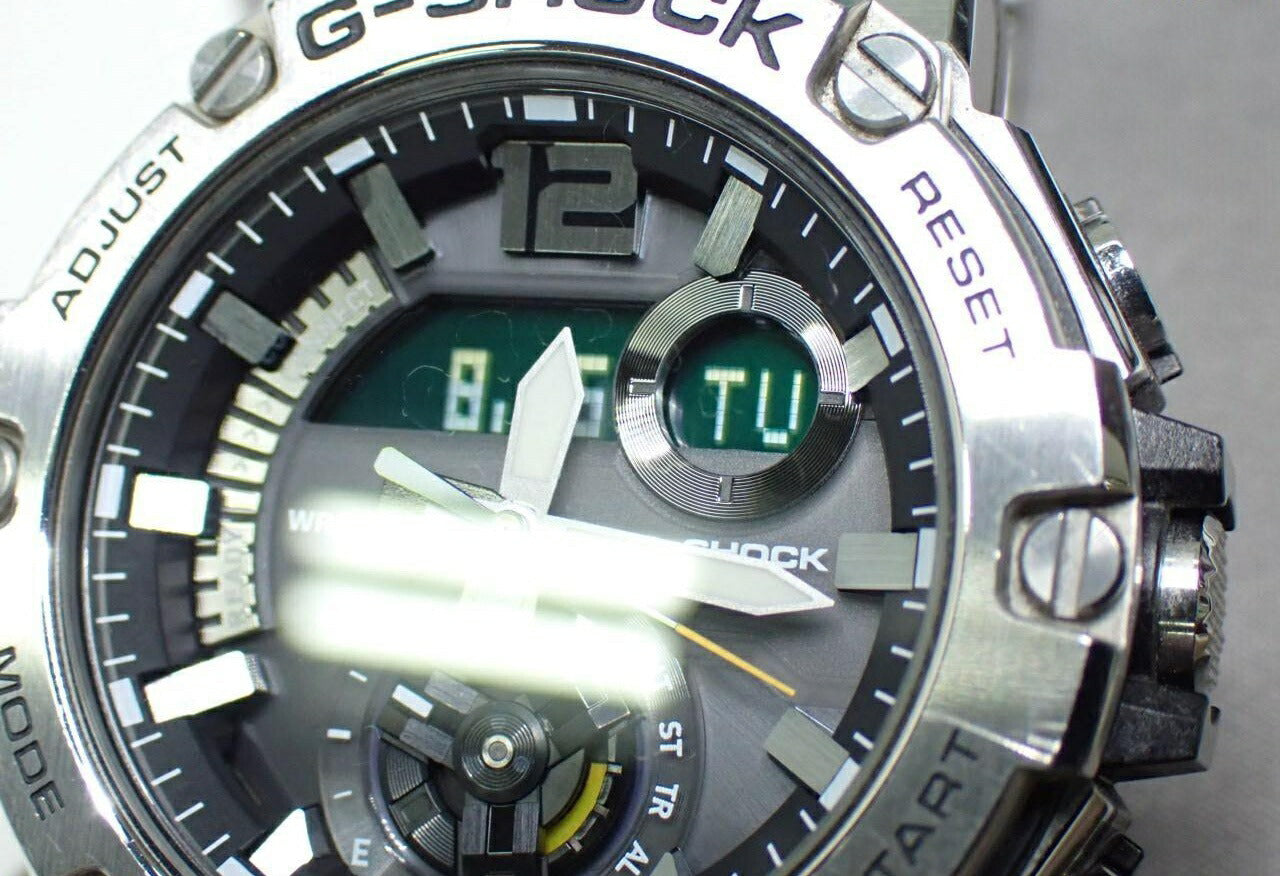 CASIO カシオ 腕時計 G-SHOCK G-STEEL GST-B300SD-1AJF シルバー ブラック文字盤 樹脂 ステンレス メンズ アナデジ ソーラー
