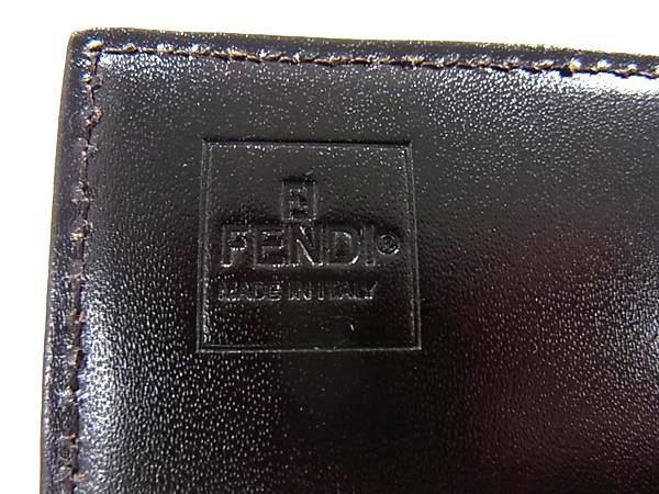 FENDI フェンディ 財布 ズッカ 8M0021 ブラウン キャンバス×レザー ユニセックス 二つ折り 長財布 シルバー金具 美品