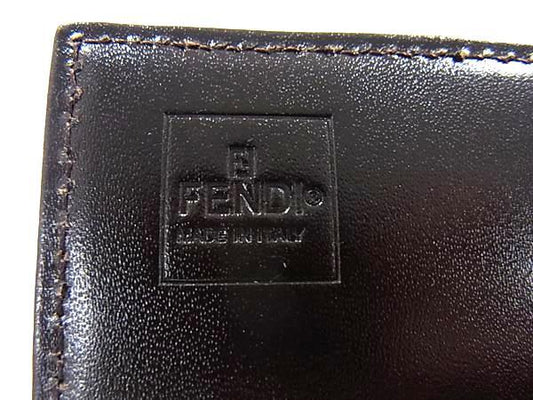 FENDI フェンディ 財布 ズッカ 8M0021 ブラウン キャンバス×レザー ユニセックス 二つ折り 長財布 シルバー金具 美品