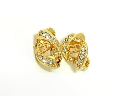 ChristianDior ディオール イヤリング ゴールド メタル レディース ラインストーン ロゴ