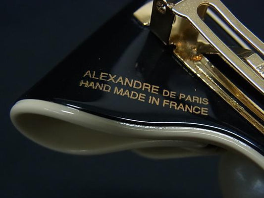 ALEXANDRE DE PARIS アレクサンドル ドゥ パリ バレッタ ヘアアクセサリー ブラック ベージュ プラスチック レディース リボン パール 超美品