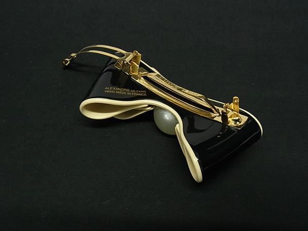 ALEXANDRE DE PARIS アレクサンドル ドゥ パリ バレッタ ヘアアクセサリー ブラック ベージュ プラスチック レディース リボン パール 超美品