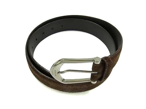 LOUIS VUITTON ルイヴィトン ベルト サンチュール リヴェテッド M6836U ブラウン スエード レザー メンズ シルバー金具 美品