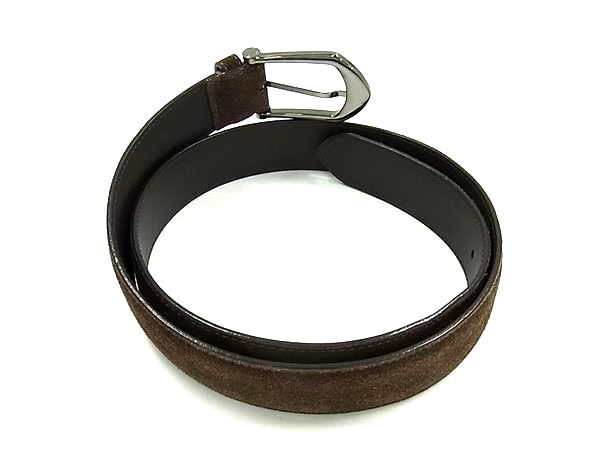 LOUIS VUITTON ルイヴィトン ベルト サンチュール リヴェテッド M6836U ブラウン スエード レザー メンズ シルバー金具 美品