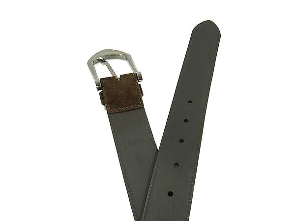LOUIS VUITTON ルイヴィトン ベルト サンチュール リヴェテッド M6836U ブラウン スエード レザー メンズ シルバー金具 美品