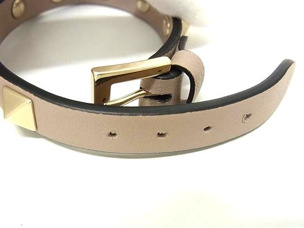 VALENTINO GARAVANI ヴァレンティノ ガラヴァーニ ブレスレット ロックスタッズ TW0J0255VIT ピンクベージュ レザー レディース ゴールド金具 新品未使用展示品