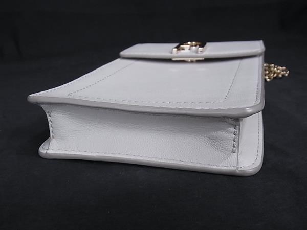 FURLA フルラ ショルダーバッグ FLOW フロー アイボリー系 レザー レディース チェーン ゴールド金具 美品