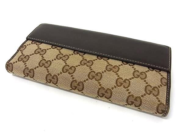 GUCCI グッチ 財布 GGキャンバス 203550 ブラウン キャンバス×レザー レディース ハート Wホック 二つ折り 長財布 ゴールド金具