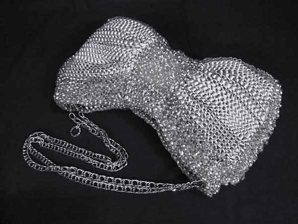 ANTEPRIMA アンテプリマ ショルダーバッグ ワイヤーバッグ シルバー PVCワイヤー レディース リボン チェーン