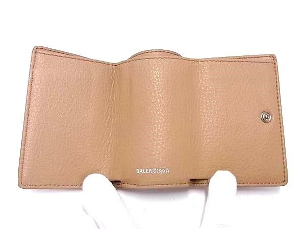 BALENCIAGA バレンシアガ 財布 ペーパーミニウォレット 391446 ベージュ レザー レディース 三つ折り 財布 美品