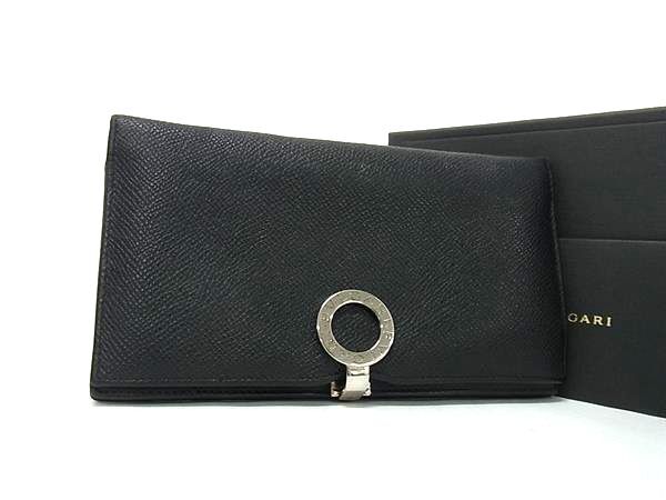 BVLGARI ブルガリ 財布 ブルガリブルガリ ブラック レザー レディース ロゴクリップ 二つ折り 長財布 シルバー金具