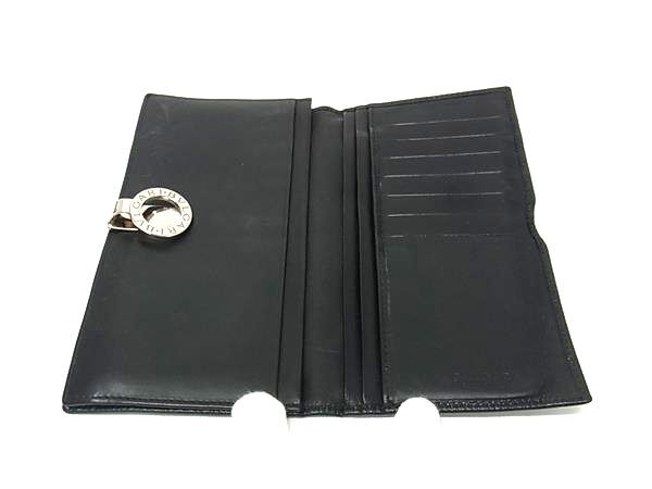 BVLGARI ブルガリ 財布 ブルガリブルガリ ブラック レザー レディース ロゴクリップ 二つ折り 長財布 シルバー金具