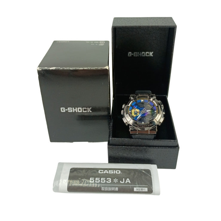 CASIO カシオ 時計 GSHOCK GM110B1AJF ブラック ブルー SS/ラバー メンズ デジアナ 美品
