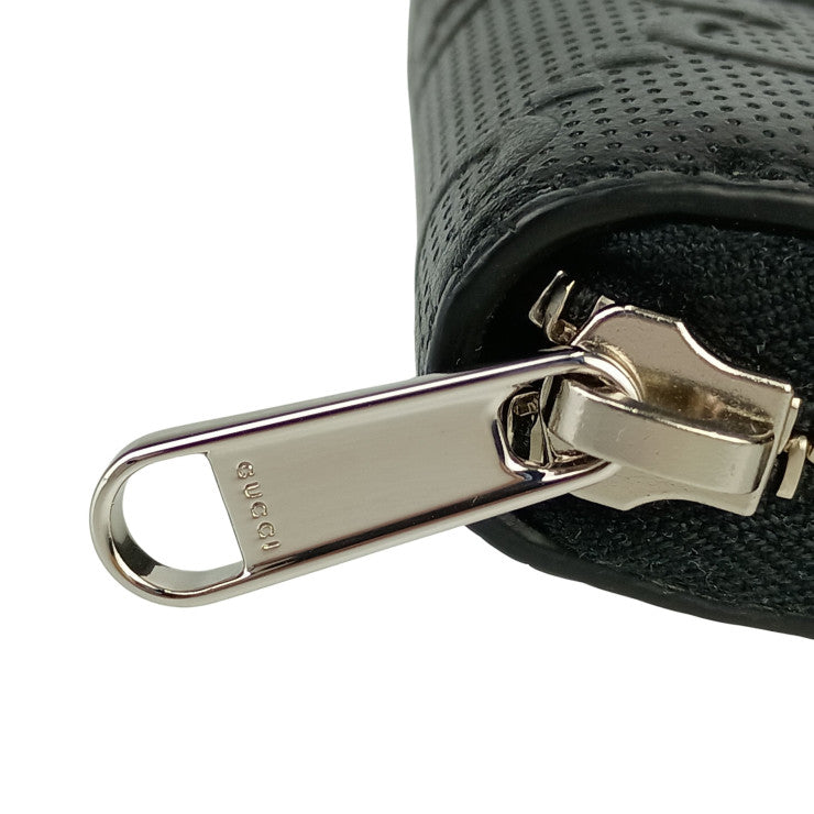 GUCCI グッチ 財布 GGエンボス ロゴマーク 625558 BLACK ブラック レザー ユニセックス パンチング ラウンドファスナー 長財布 シルバー金具 新古未使用展示品