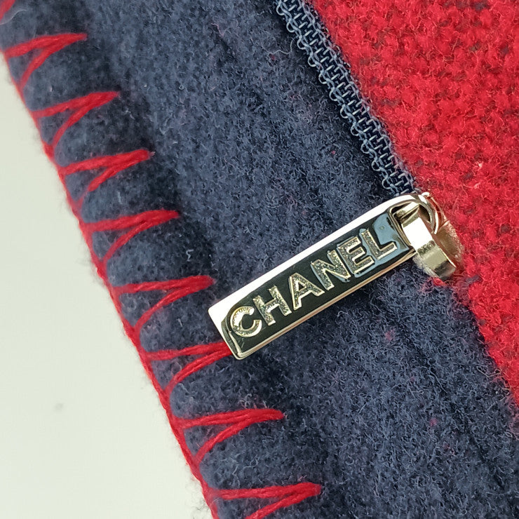 CHANEL シャネル クッション ココマーク ロゴクッション RED NAVY ウール90％ カシミヤ10％ ユニセックス 美品