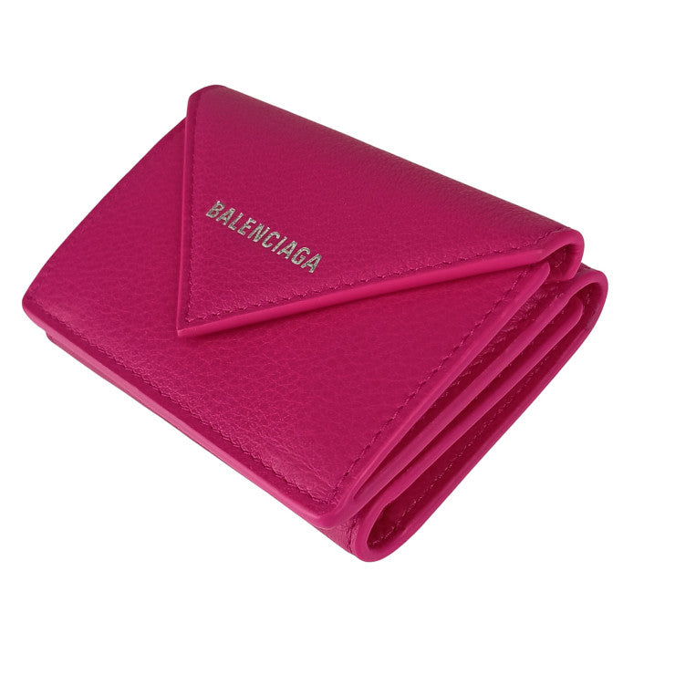 BALENCIAGA バレンシアガ 財布 ペーパーミニウォレット 391446 DLQON 5550 ピンク スムースカーフスキン レディース 三つ折り 財布 新品未使用展示品