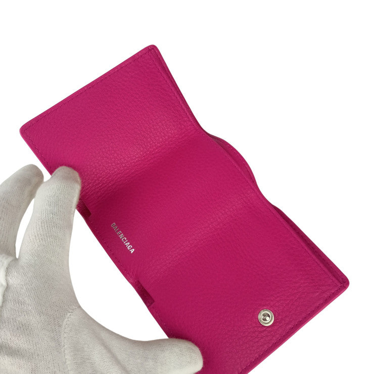 BALENCIAGA バレンシアガ 財布 ペーパーミニウォレット 391446 DLQON 5550 ピンク スムースカーフスキン レディース 三つ折り 財布 新品未使用展示品