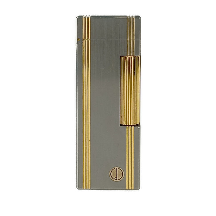 美品 Dunhill ダンヒル ライター ローラー式 ガスライター - シルバー ゴールド メタル メンズ ロゴ ストライプ