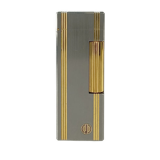 美品 Dunhill ダンヒル ライター ローラー式 ガスライター - シルバー ゴールド メタル メンズ ロゴ ストライプ