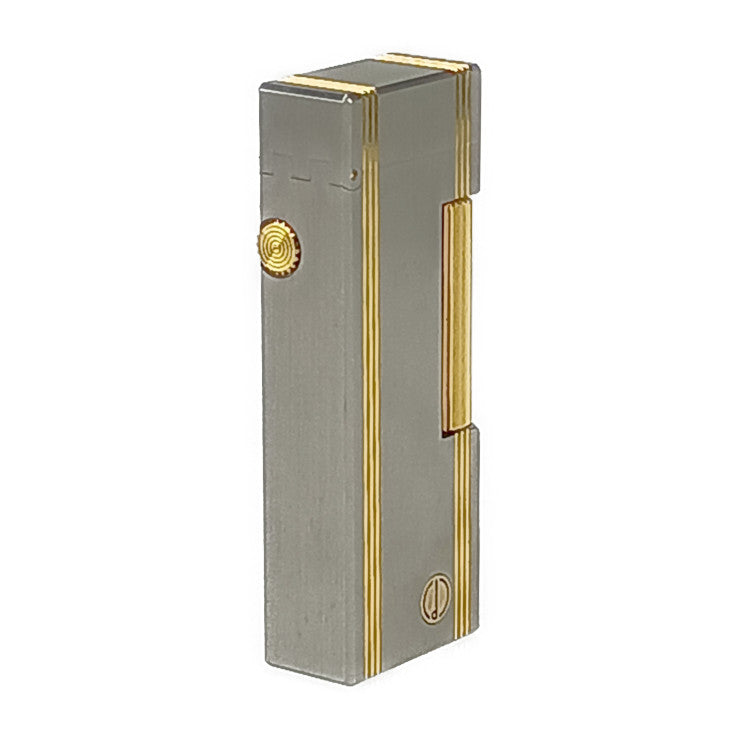 美品 Dunhill ダンヒル ライター ローラー式 ガスライター - シルバー ゴールド メタル メンズ ロゴ ストライプ