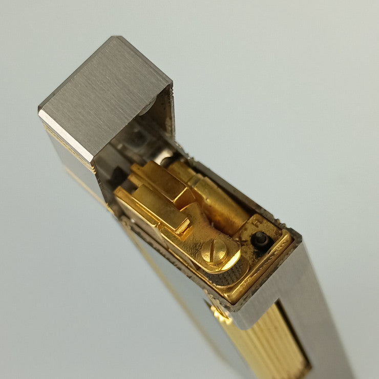 美品 Dunhill ダンヒル ライター ローラー式 ガスライター - シルバー ゴールド メタル メンズ ロゴ ストライプ