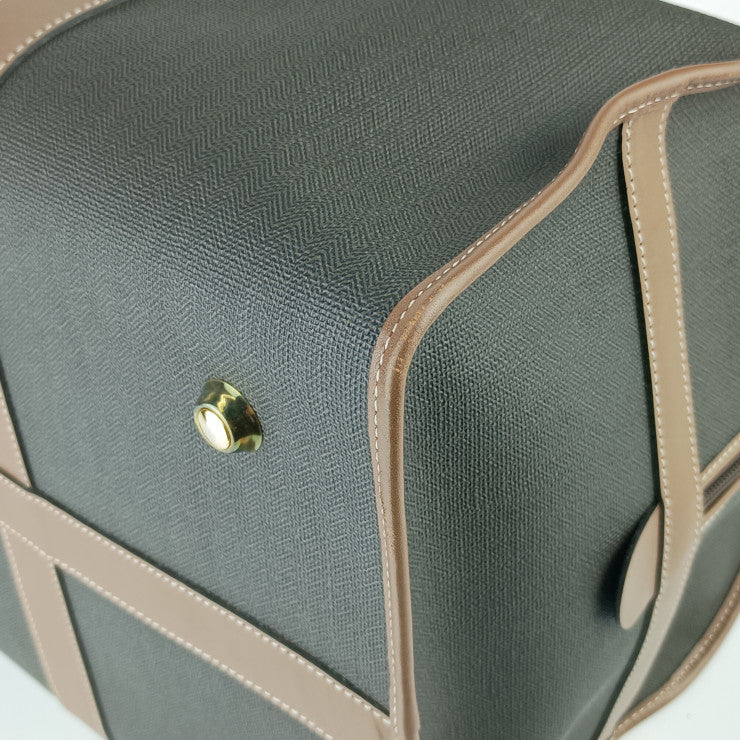 超美品 dunhill ダンヒル ボストンバッグ ボストンバッグ - ブラウン系 ゴールド金具 PVC レザー メンズ トラベルバッグ 旅行鞄 ヘリンボーン調