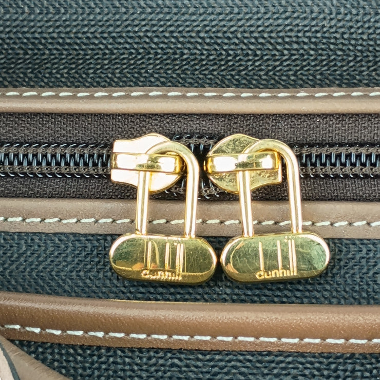 超美品 dunhill ダンヒル ボストンバッグ ボストンバッグ - ブラウン系 ゴールド金具 PVC レザー メンズ トラベルバッグ 旅行鞄 ヘリンボーン調