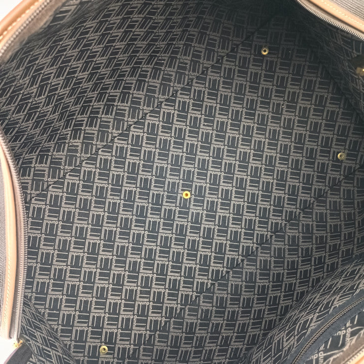 超美品 dunhill ダンヒル ボストンバッグ ボストンバッグ - ブラウン系 ゴールド金具 PVC レザー メンズ トラベルバッグ 旅行鞄 ヘリンボーン調