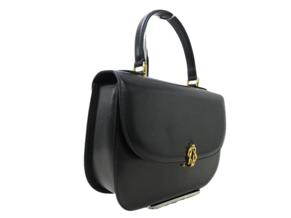 GUCCI グッチ ハンドバッグ オールドグッチ トップハンドル 000 109 0168 ブラック カーフレザー レディース ヴィンテージ ゴールド金具