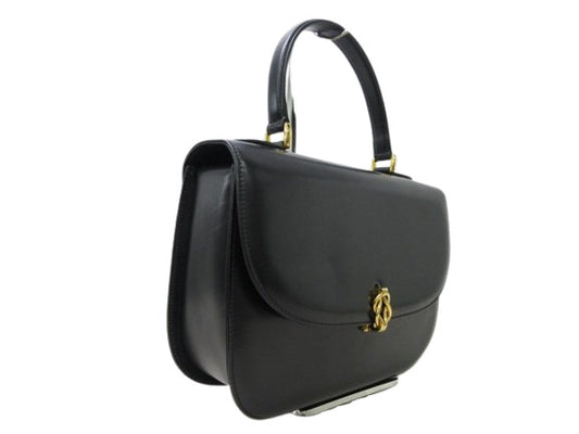 GUCCI グッチ ハンドバッグ オールドグッチ トップハンドル 000 109 0168 ブラック カーフレザー レディース ヴィンテージ ゴールド金具