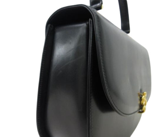 GUCCI グッチ ハンドバッグ オールドグッチ トップハンドル 000 109 0168 ブラック カーフレザー レディース ヴィンテージ ゴールド金具