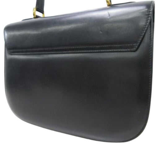 GUCCI グッチ ハンドバッグ オールドグッチ トップハンドル 000 109 0168 ブラック カーフレザー レディース ヴィンテージ ゴールド金具