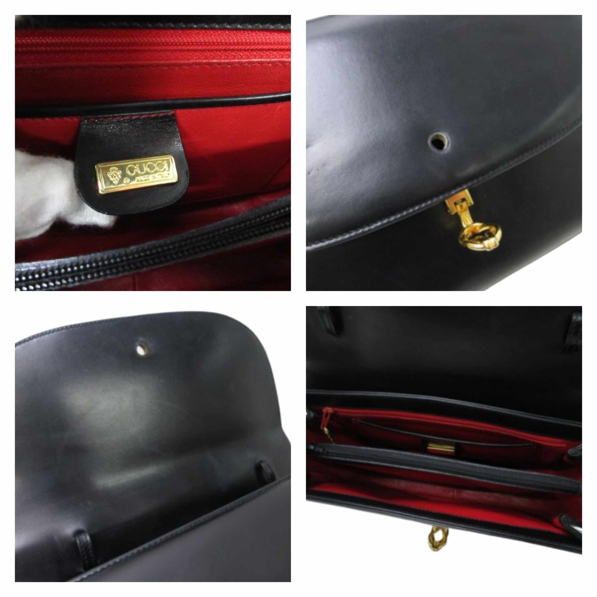 GUCCI グッチ ハンドバッグ オールドグッチ トップハンドル 000 109 0168 ブラック カーフレザー レディース ヴィンテージ ゴールド金具