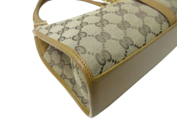 美品 GUCCI グッチ ハンドバッグ ジャッキー 002 1068 ライトブラウン系 GGキャンバス レザー レディース ショルダーバッグ ゴールド金具