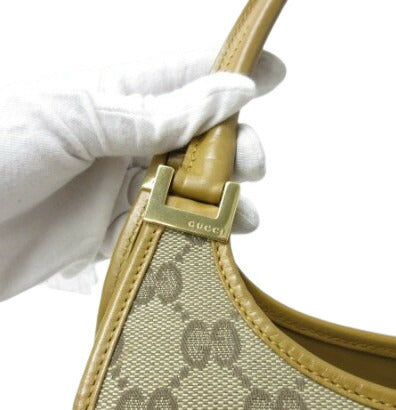 美品 GUCCI グッチ ハンドバッグ ジャッキー 002 1068 ライトブラウン系 GGキャンバス レザー レディース ショルダーバッグ ゴールド金具