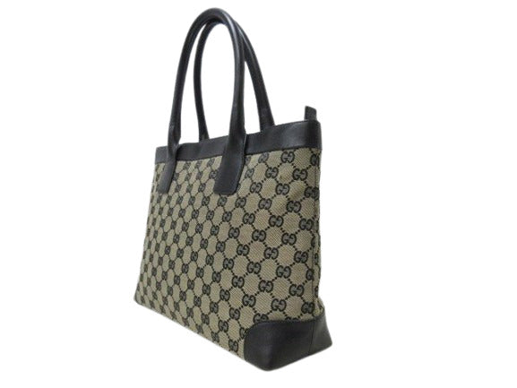 GUCCI グッチ ハンドバッグ トートバッグ 002 1119 ベージュ ブラック GGキャンバス レザー レディース