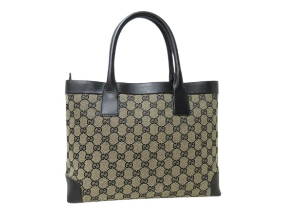 GUCCI グッチ ハンドバッグ トートバッグ 002 1119 ベージュ ブラック GGキャンバス レザー レディース