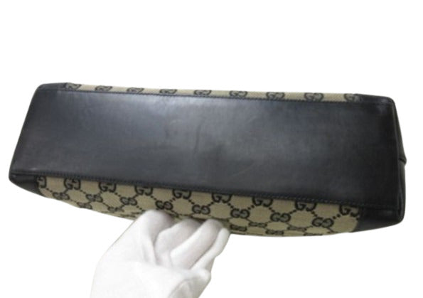 GUCCI グッチ ハンドバッグ トートバッグ 002 1119 ベージュ ブラック GGキャンバス レザー レディース