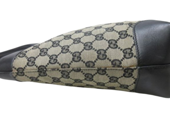 GUCCI グッチ ハンドバッグ トートバッグ 002 1119 ベージュ ブラック GGキャンバス レザー レディース