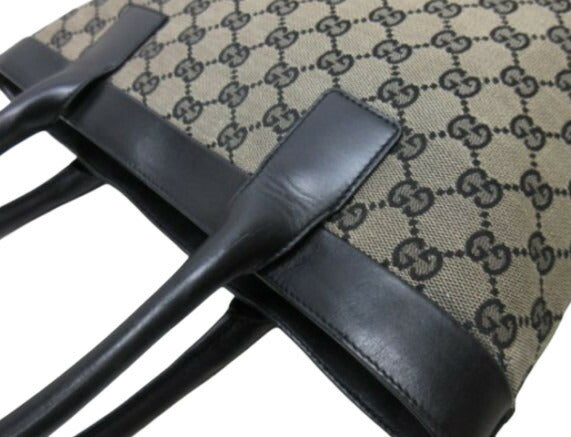 GUCCI グッチ ハンドバッグ トートバッグ 002 1119 ベージュ ブラック GGキャンバス レザー レディース
