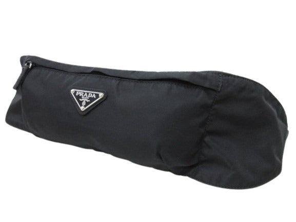 美品 PRADA プラダ ボディバッグ トライアングル ロゴ ウエストバッグ - ブラック ナイロン ユニセックス 三角ロゴマーク シルバー金具