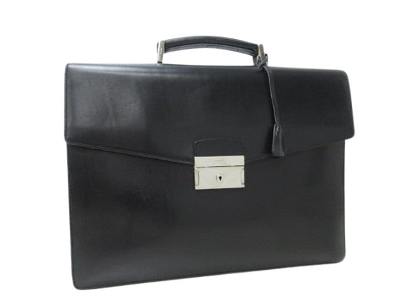 PRADA プラダ ビジネスバッグ ブリーフケース - ブラック レザー メンズ シルバー金具