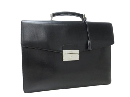 PRADA プラダ ビジネスバッグ ブリーフケース - ブラック レザー メンズ シルバー金具