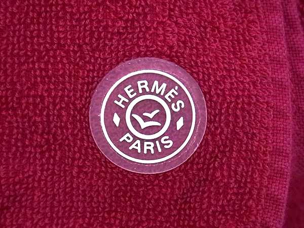HERMES エルメス タオル ビーチタオル - ワインレッド系 コットン100％ ユニセックス ロゴ 大判 フリンジ 美品