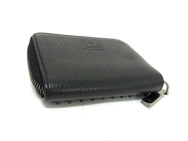 Christian Louboutin クリスチャン ルブタン コインケース パネトーネ 1165052 ブラック レッド レザー ユニセックス スパイクスタッズ ラウンドファスナー