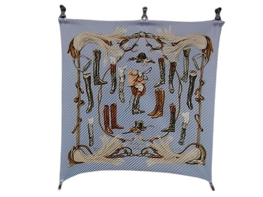 HERMES エルメス プリーツスカーフ カレプリセ A propos de Bottes ブーツについて - マルチカラー シルク100% レディース